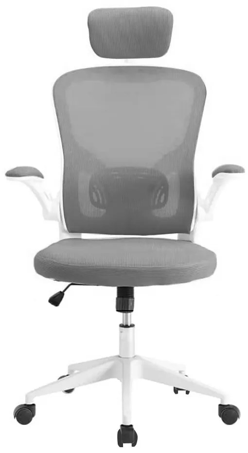 Ergonomická kancelárska stolička s bedrovou opierkou, opierkou hlavy, sivá