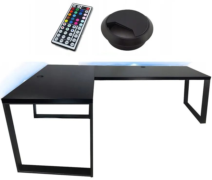 Písací Stôl Roh. Loft Low Čierna 180x120x2,8 Model 2