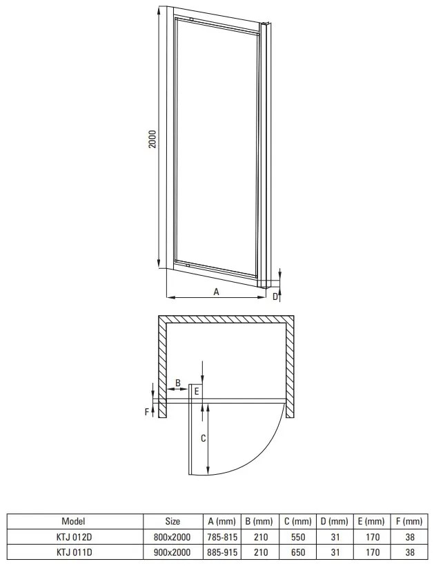 Deante Jasmin Plus, 1-krídlové sprchové dvere 80x200 cm, 5mm číre sklo, chrómový profil, DEA-KTJ_012D