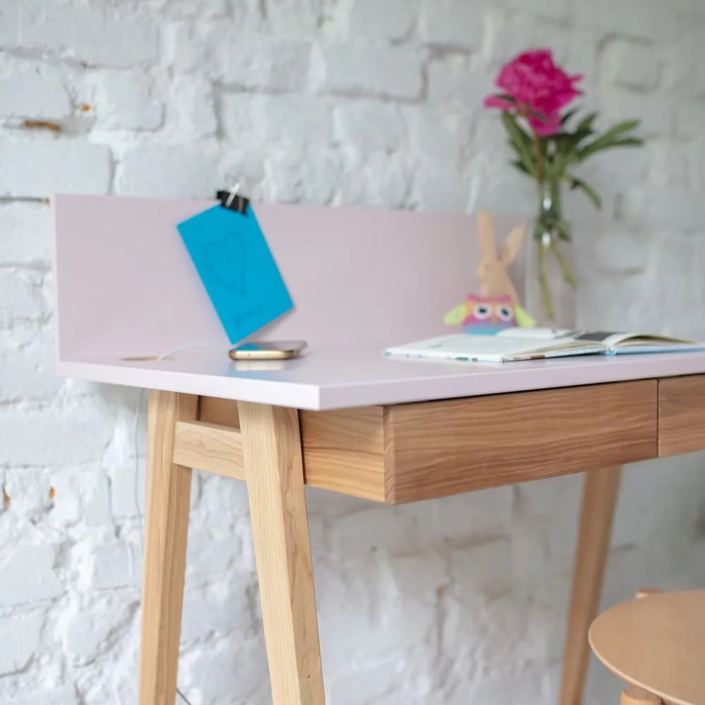 Sivý písací stôl s podnožím z jaseňového dreva Ragaba Luka, dĺžka 85 cm