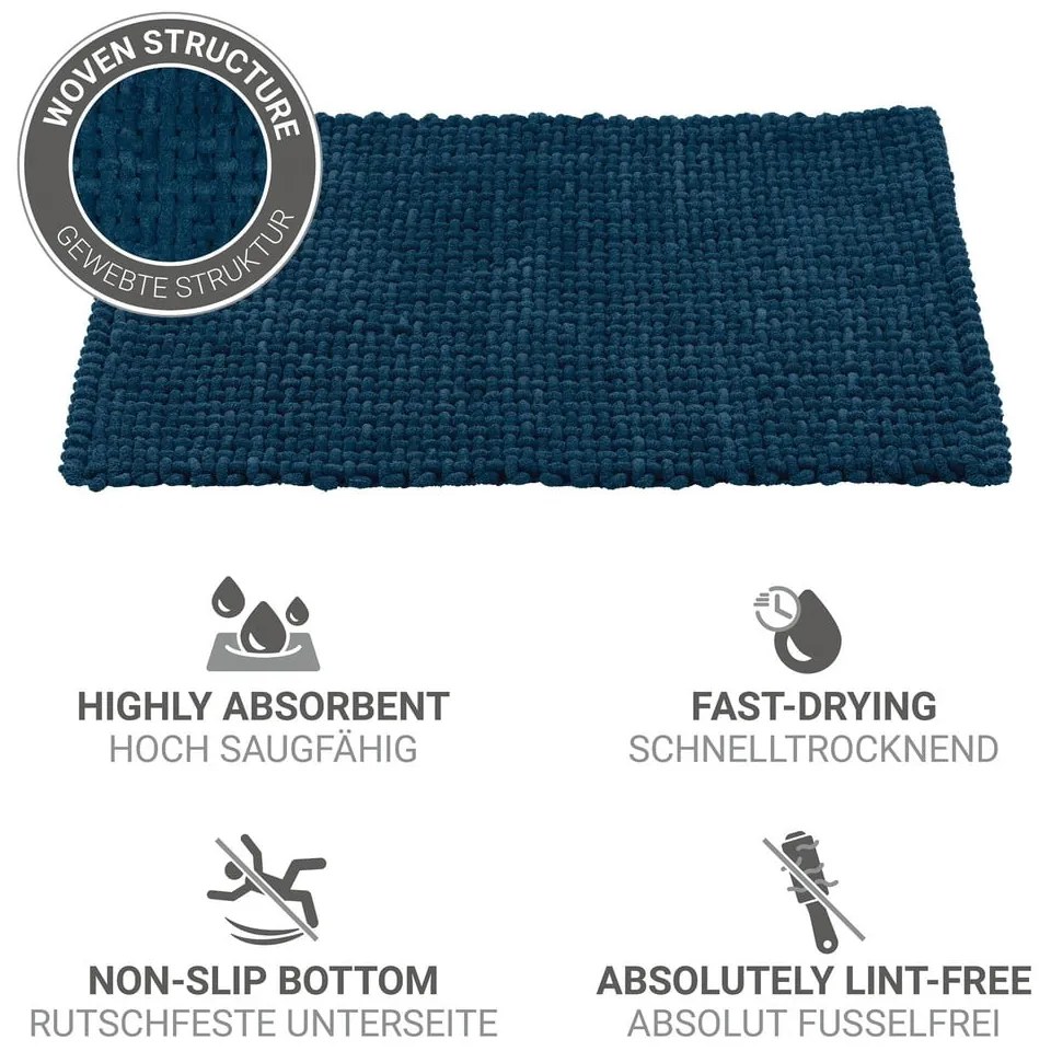 Tmavomodrá textilná kúpeľňová predložka 50x80 cm Covelo – Wenko