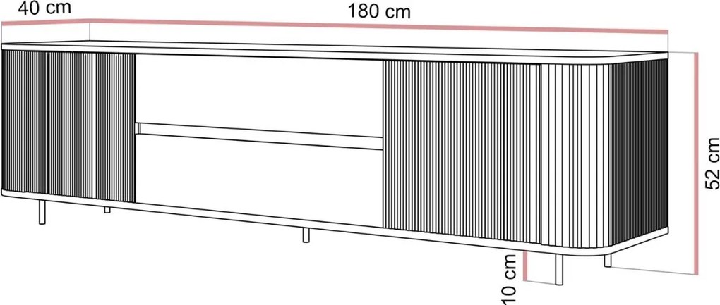 TV STOLÍK PORTOFINO GOLD BÉŽOVÝ 180 cm