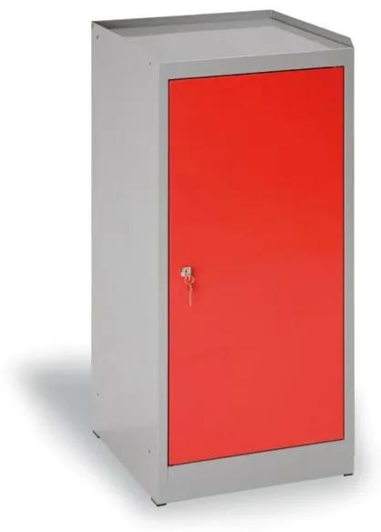 Alfa 3 Dielenská policová skrinka na náradie, 3 police, 1 zásuvka, 450 x 450 x 1020 mm, červené dvere