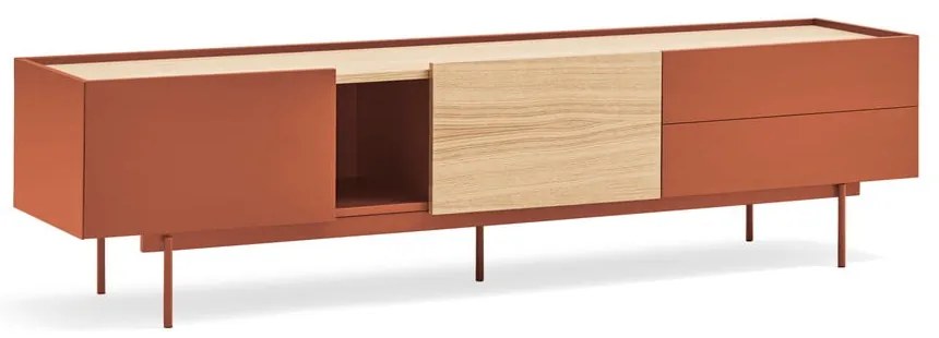 TV stolík v dekore duba v tehlovo-prírodnej farbe 180x45 cm Otto – Teulat