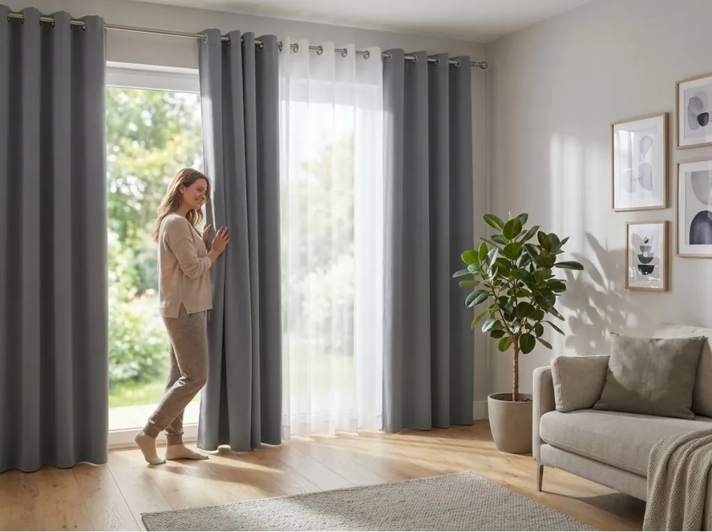 Svetlosivý záves OXFORD 140x270 cm Zavesenie: Riasiaca páska