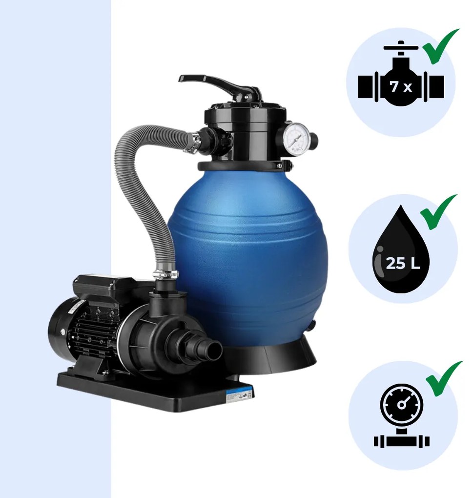 Piesková filtrácia k bazénu AQUA, 10 200 l/h, modrá Jurhan