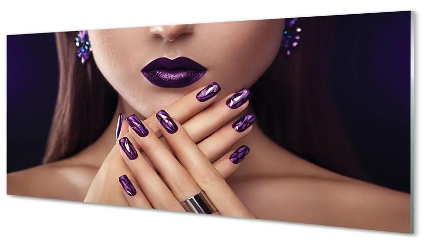 Obraz plexi Ženské ruky fialové pery 120x60 cm