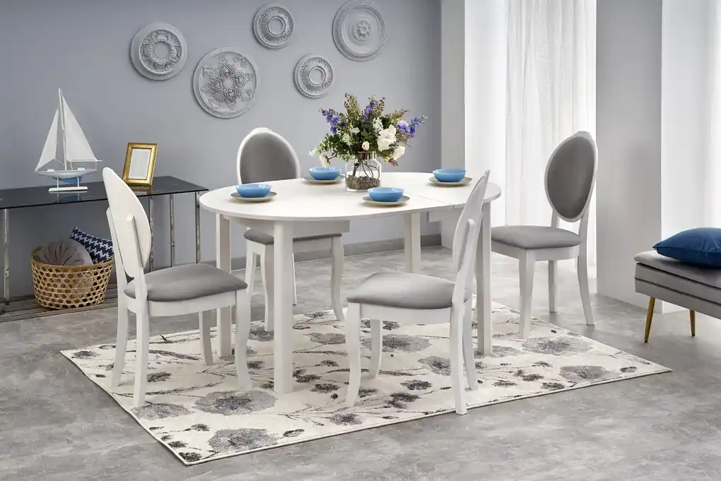 Elegantný rozkladací jedálenský stôl Hema146, biely | Biano