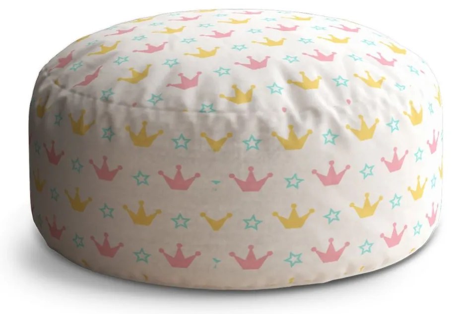 Taburet Circle ružové korunky na bielej, farebná