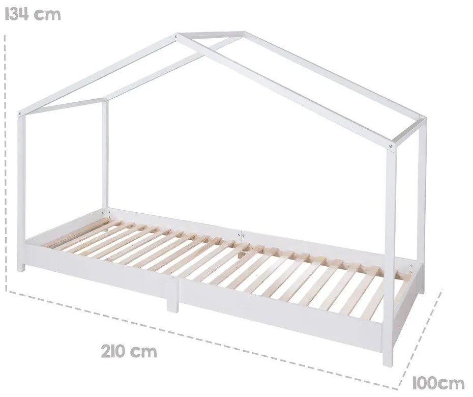 Biela domčeková detská posteľ 90x200 cm Montessori – Roba