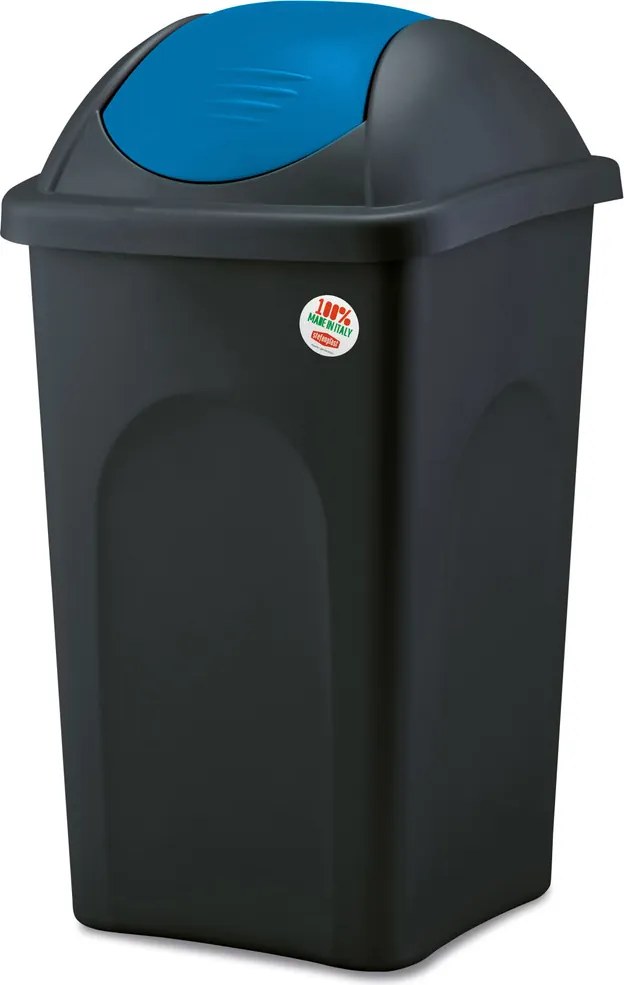 STEFANPLAST Odpadkový kôš Multipat 60 l, čierny, s modrým vekom