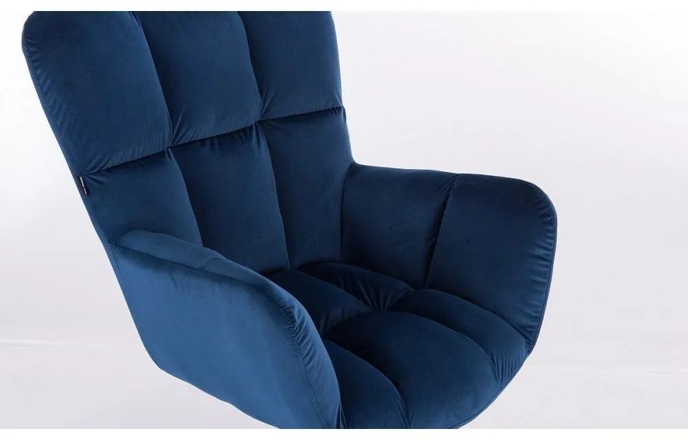 LuxuryForm DESIGN Otočné kreslo AURORA VELUR na striebornej podstave s kolieskami - modré