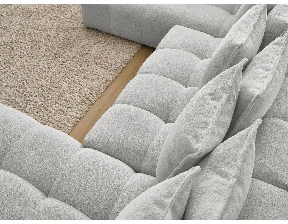 Svetlosivá ženilková rozkladacia/s úložným priestorom rohová pohovka (ľavý roh/do tvaru "U") Everest – Bobochic Paris