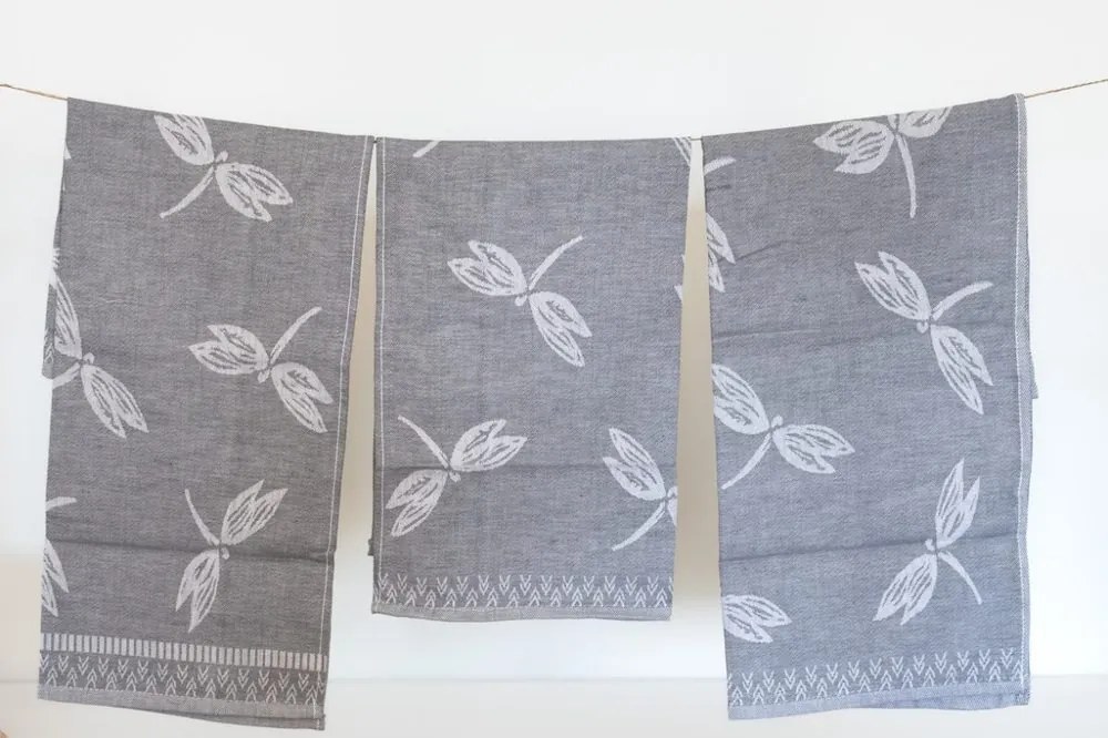 Polášek Utierka Egypt s motívom – 3 ks - č. 97 | Sivá / vážky