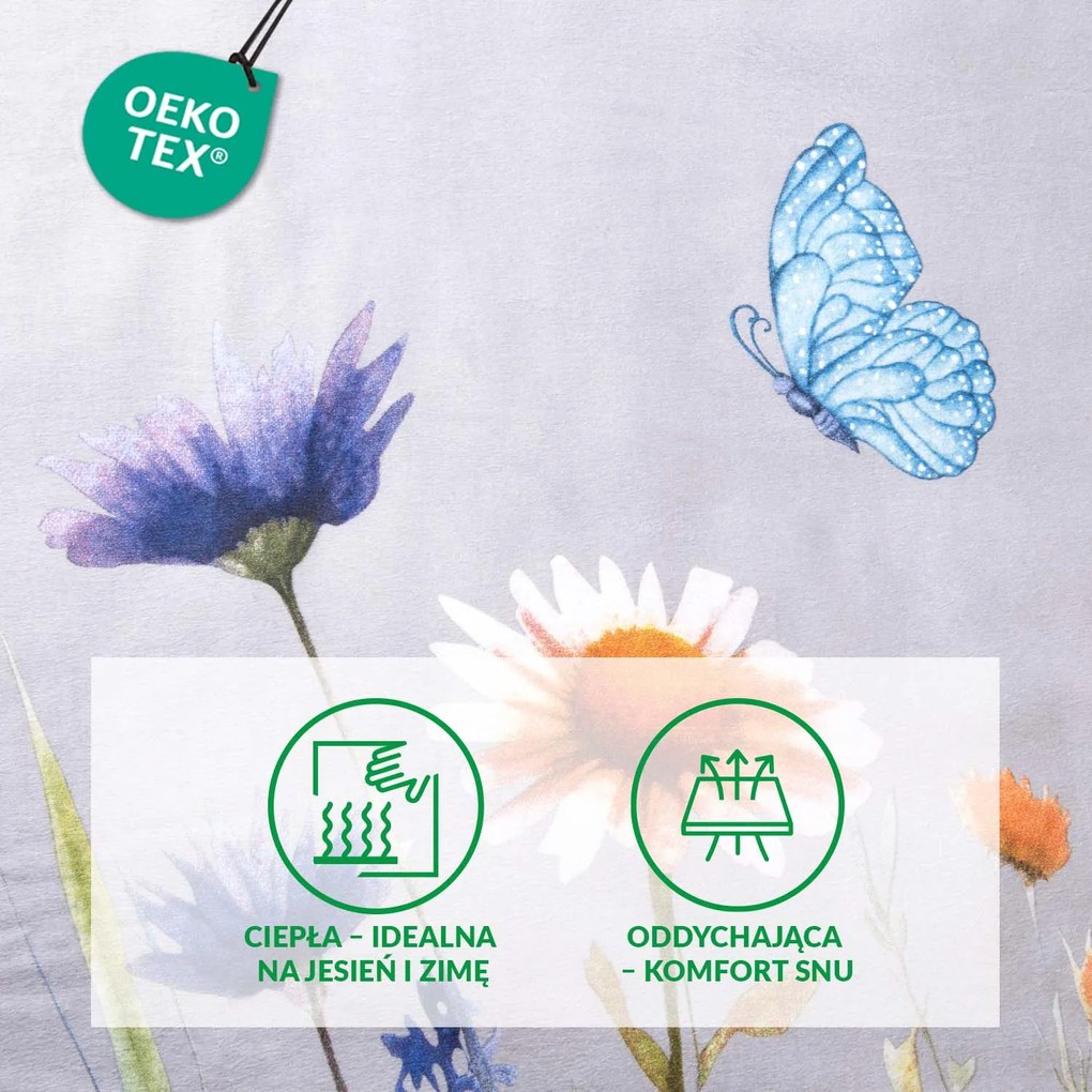 FLANELOVÉ OBLIEČKY FLANELOVE 180X200 CM, 2KS 70X80 CM KVETY