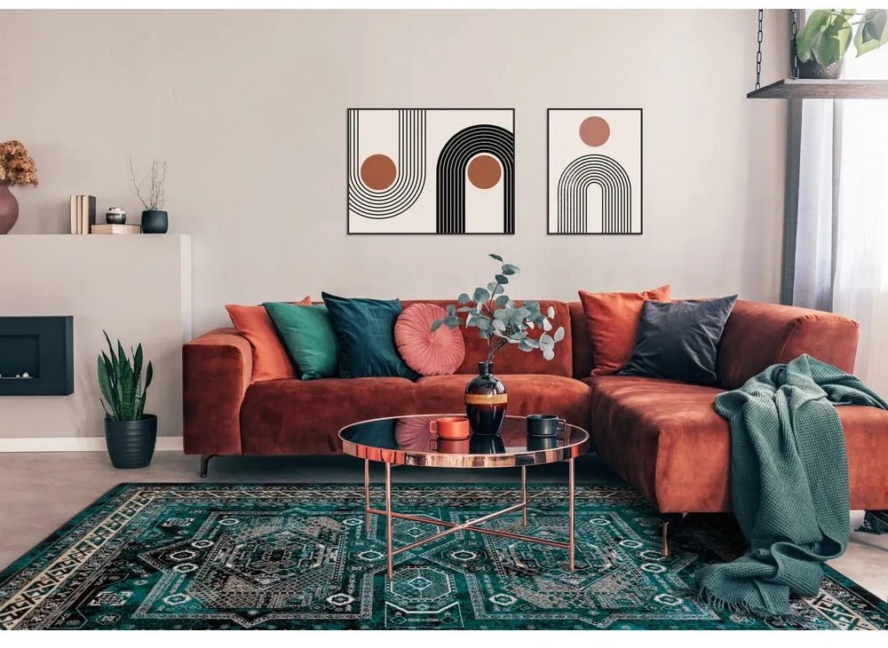 Vlnený koberec v petrolejovomodrej farbe 133x180 cm Mia – Agnella