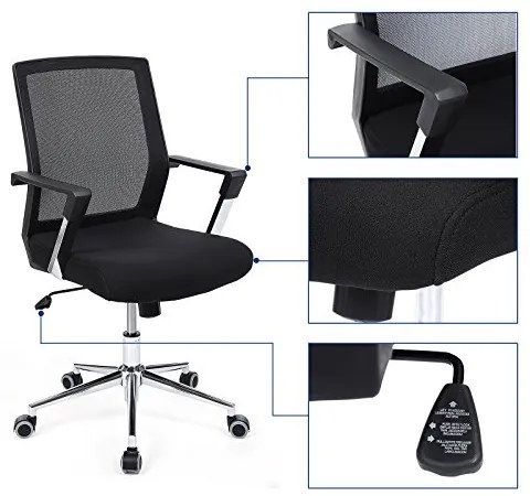 Kancelárske kreslo, sieťovinový poťah, 92-101,5x60cm, čierne