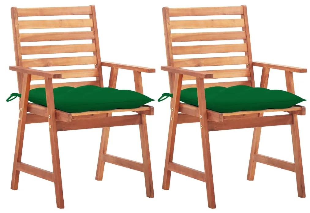 Vonkajšie jedálenské stoličky s podložkami 2 ks masívna akácia