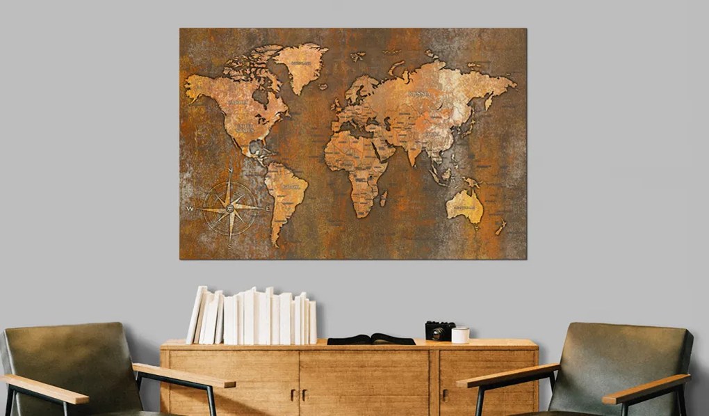 Artgeist Obraz na korku - Rusty World [Cork Map] Veľkosť: 120x80