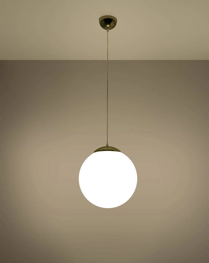 Závesné svietidlo Ugo, 1x biele sklenené tienidlo, (fi 30 cm), g