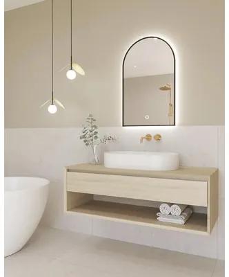 Zrkadlo do kúpeľne s osvetlením Portal LED s čiernym rámom 80x50 cm s vypínačom a podložkou proti zahmlievaniu