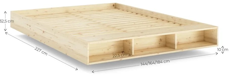 Dvojlôžková posteľ z borovicového dreva s roštom 140x200 cm v prírodnej farbe Merge – Karup Design