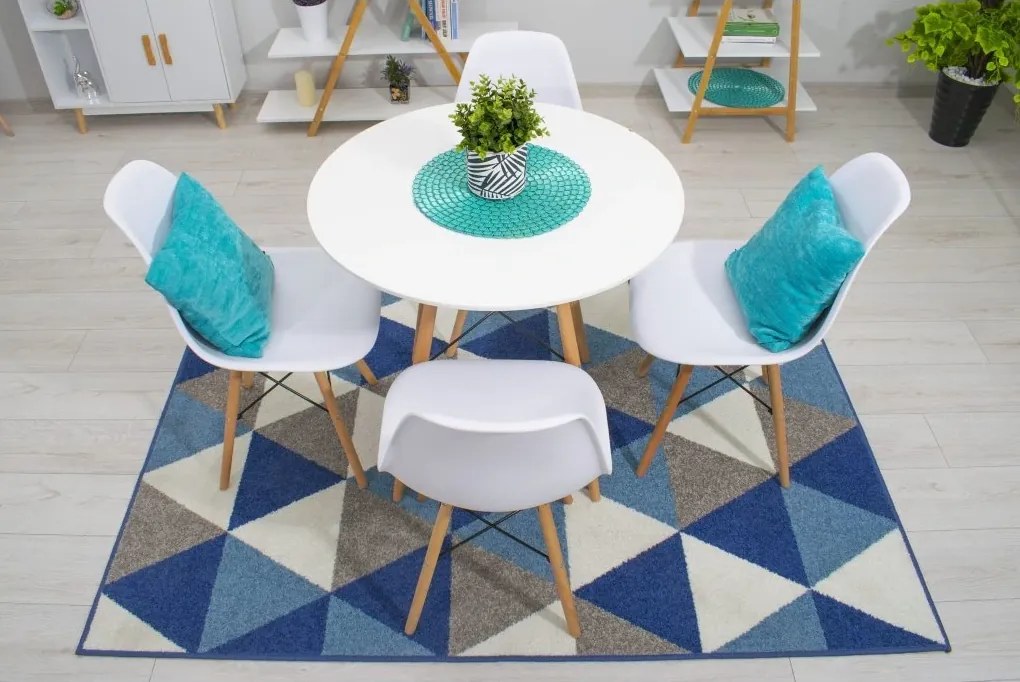 Jedálenská zostava TODI 80cm okrúhly stolový set biely + 4 stoličky OSAKA biele