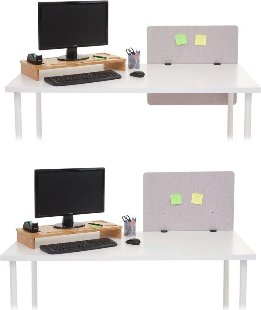 Akustický panel na stôl HWC-G75 - dvojstenná látka/textil - 65x60 cm - sivá