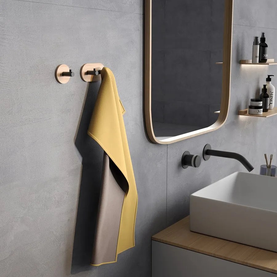 Gedy Gedy, HIMALAYA dvojháčik samolepiaci, guľatý, čierna/bambus, 1127