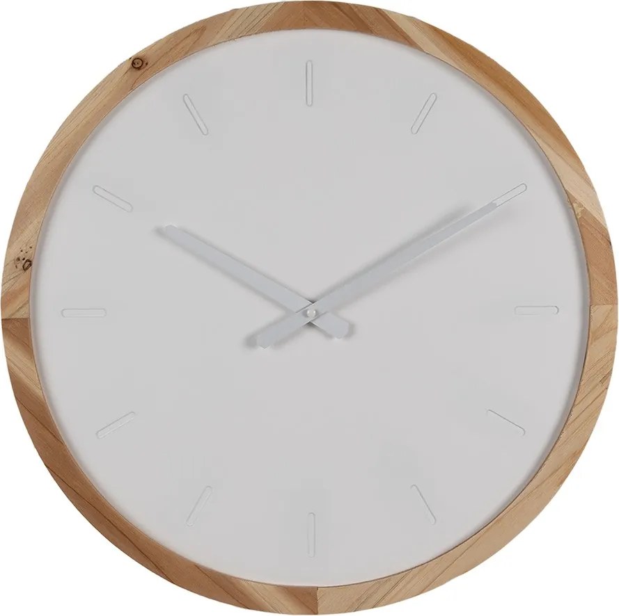 Bielo-hnedé minimalistické nástenné hodiny - Ø 50*4 cm / 1*AA