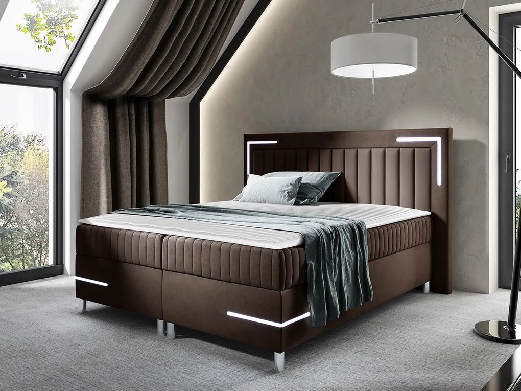 Kontinentálna posteľ Suhak 3 LED, Rozmer postele: 160x200, Dostupné poťahy: Velluto 14