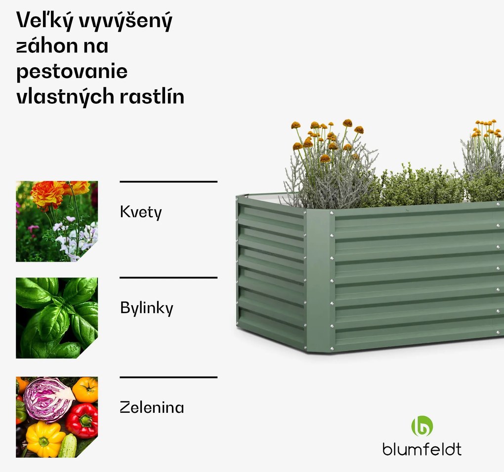 Blumfeldt High Grow Straight, vyvýšený záhon, 180 x 60 x 90 cm, z vlnitého oceľového plechu, jednoduchá montáž, odolný voči hrdzi a mrazu