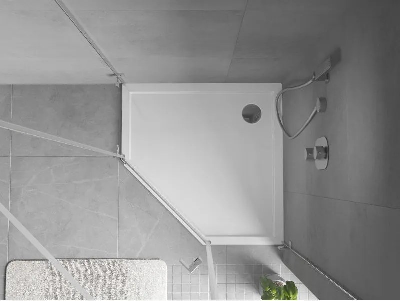 Mexen Flow Slim, päťuholníková sprchová vanička 80 x 80 cm, biela lesklá, 46P108080