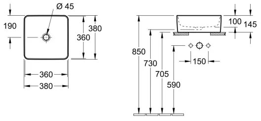Villeroy & Boch 4A213801 - Nadpultové umývadlo COLLARO 38x38 cm keramika/biela