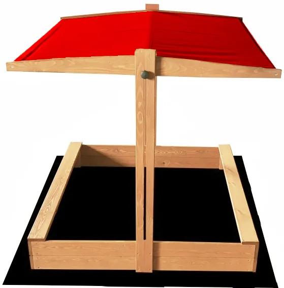 Detské pieskovisko s červenou strieškou 120 x 120 cm