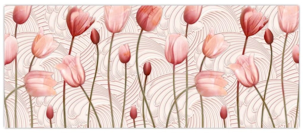 Obraz - Ružové tulipány (120x50 cm)