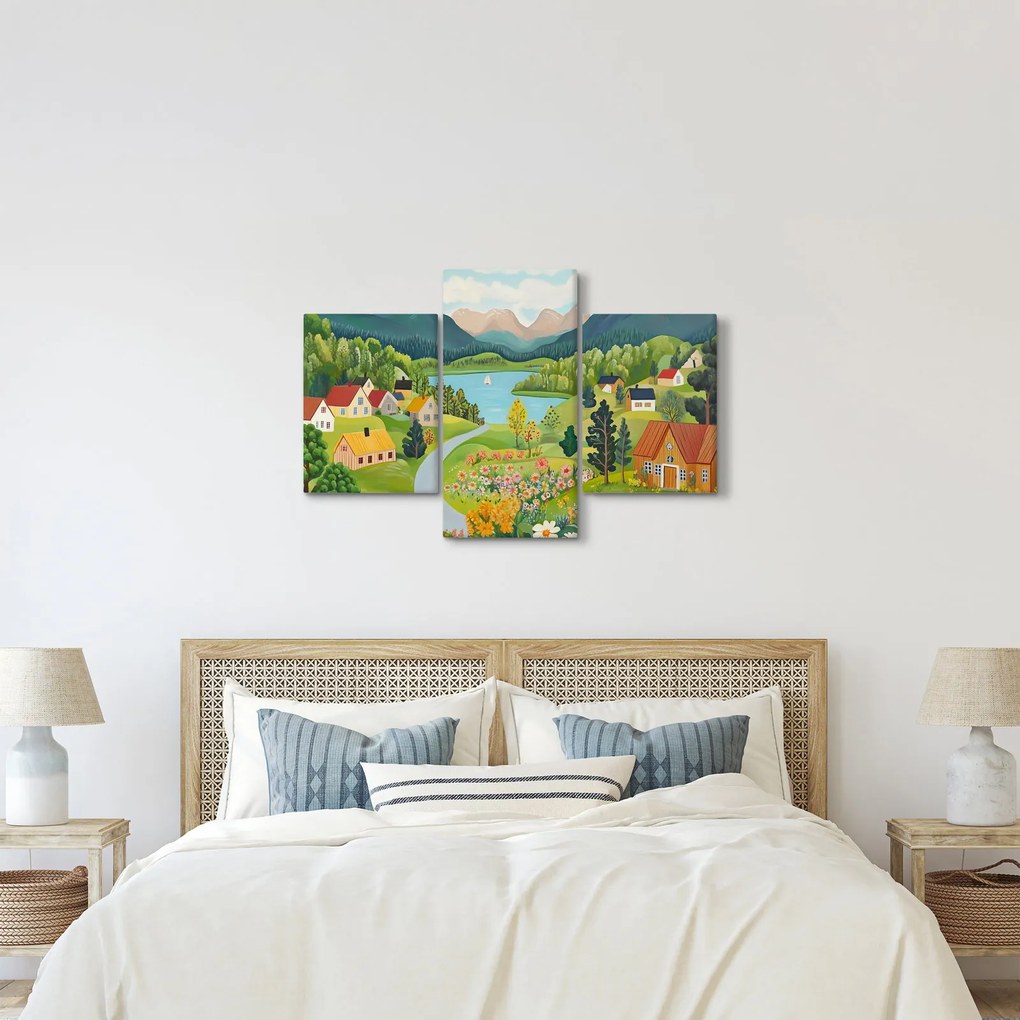 Obraz - Dedina v horách (90x60 cm)