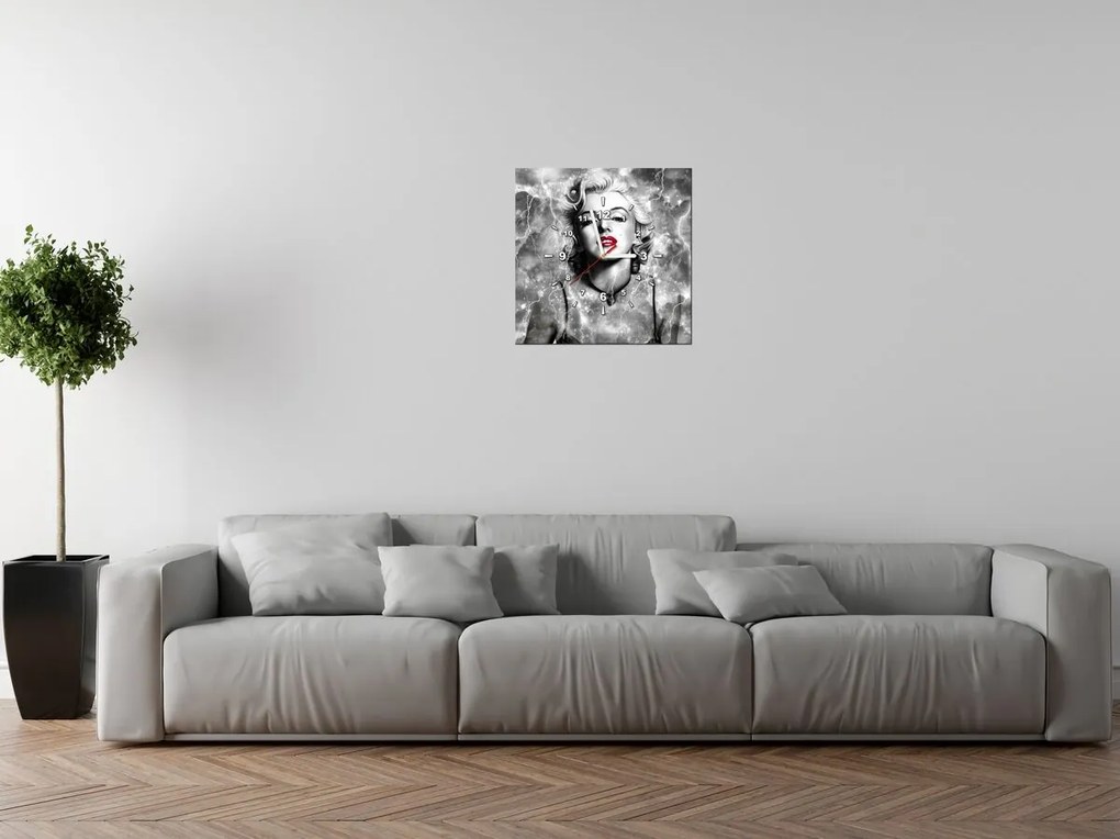 Gario Obraz s hodinami Elektrizujúca Marilyn Monroe Rozmery: 30 x 30 cm