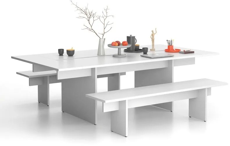 Stôl jednací SOLID + 2x prísed, 2400 x 1250 x 743 mm, biela