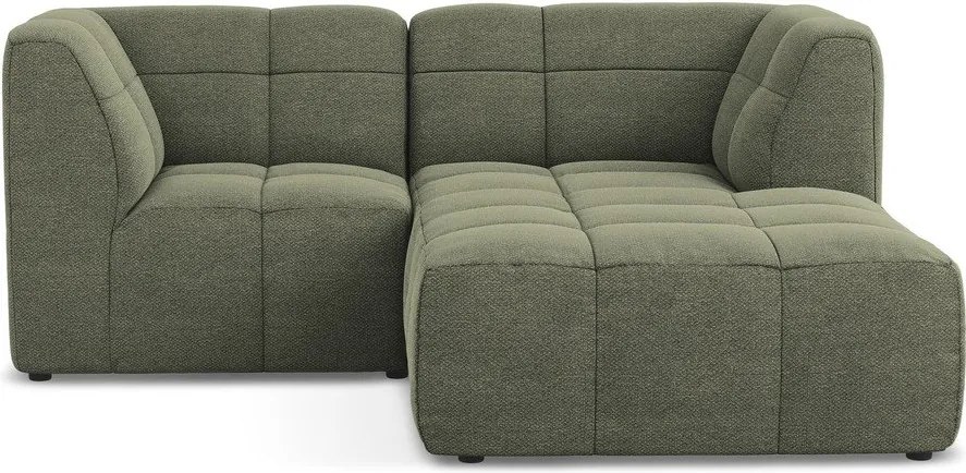 Zelená rohová pohovka z textílie buklé (pravý roh/s leňoškou) Aloha – Makamii