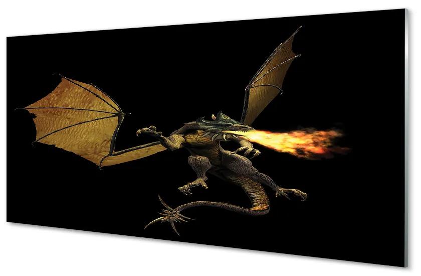 Sklenený obraz ohnivého draka 140x70cm