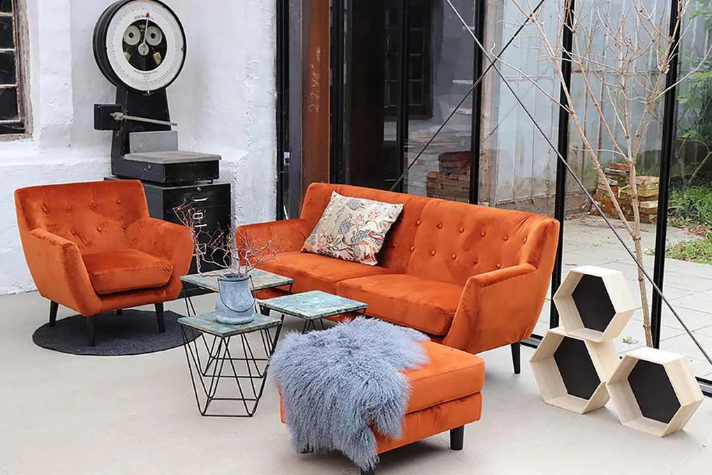 Dizajnová sedačka Aaliyah oranžový zamat