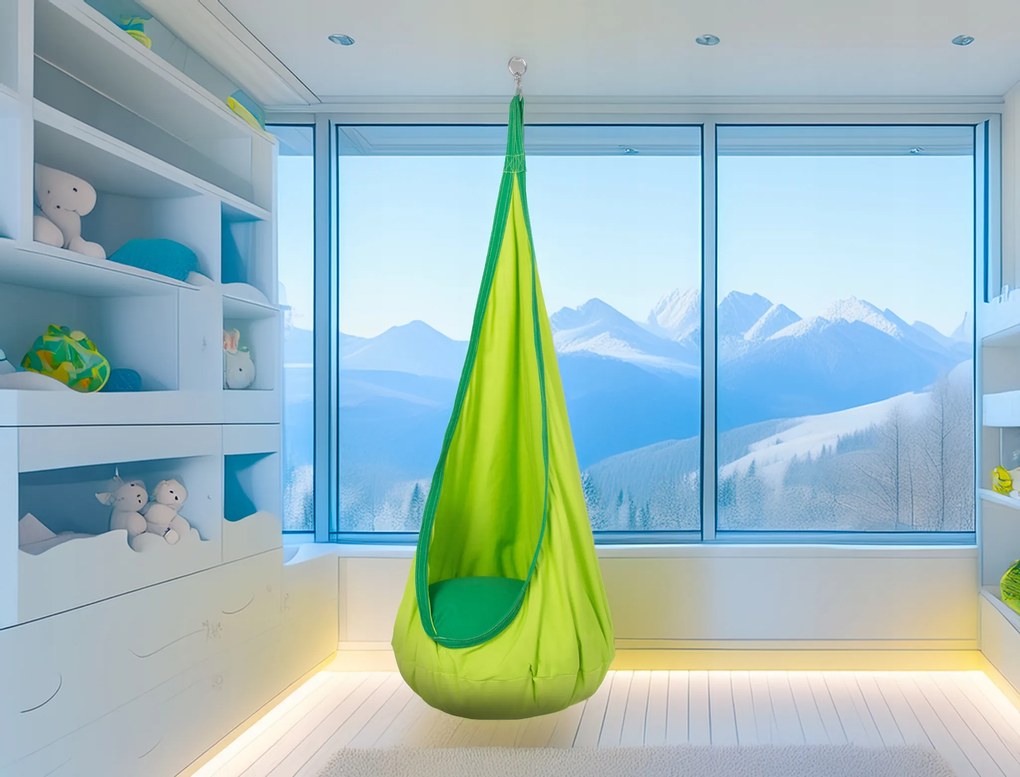 Dětské závěsné houpací křeslo NOKEL zelené