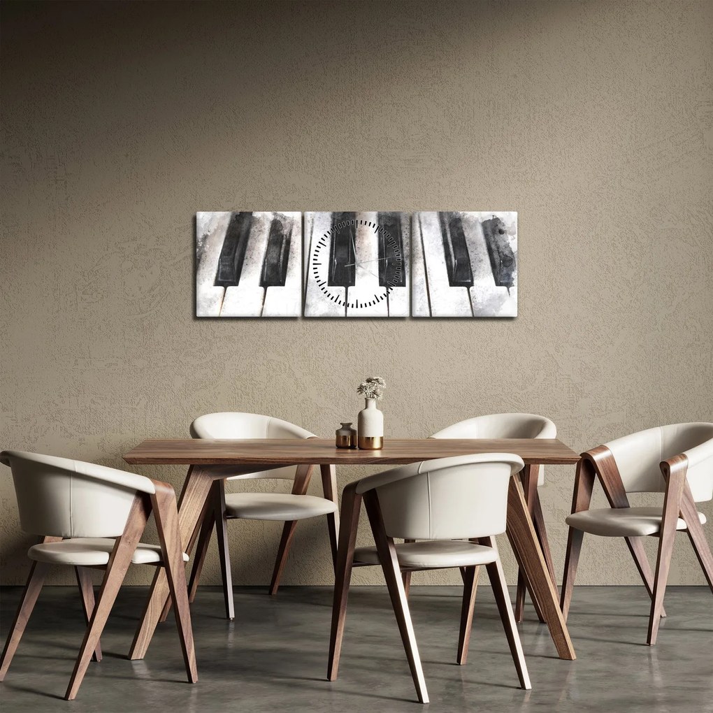 Obraz - Piano, aquarel (s hodinami) (90x30 cm)