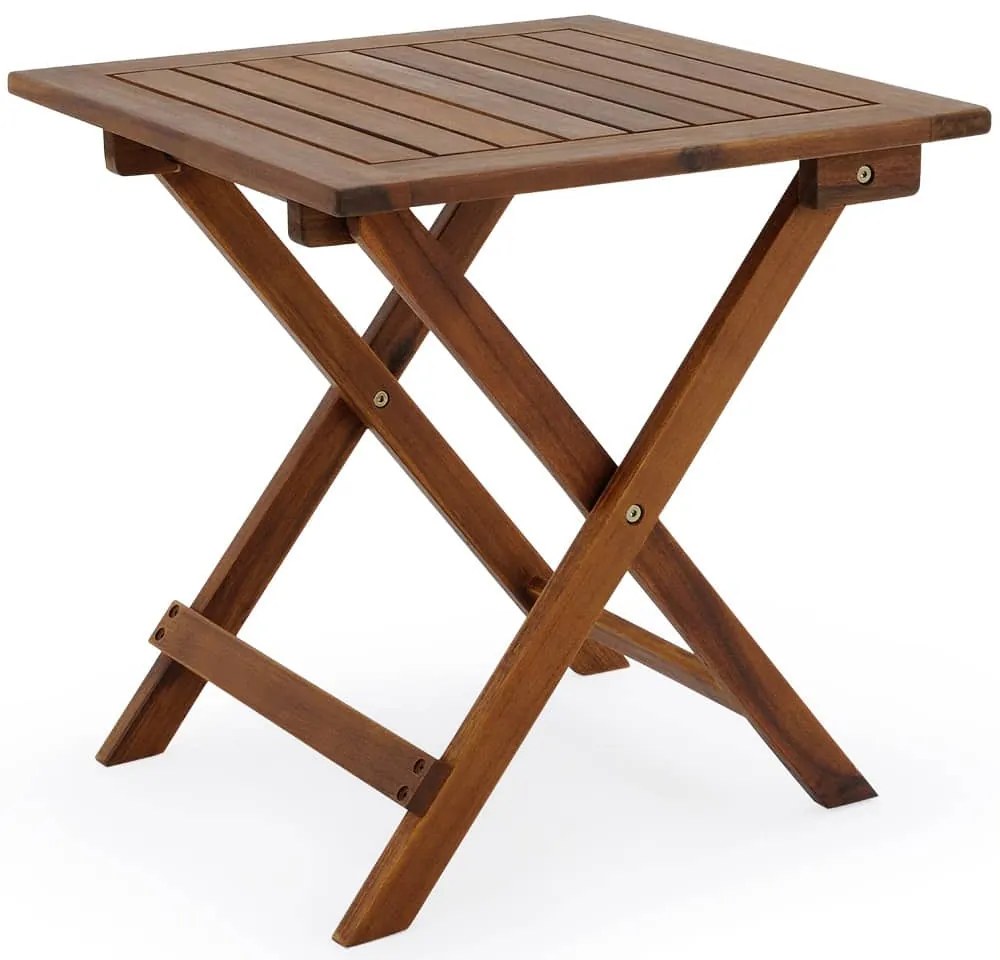 Casaria Odkladací stolík VITEK z akáciového dreva 46x46x46cm, hnedá