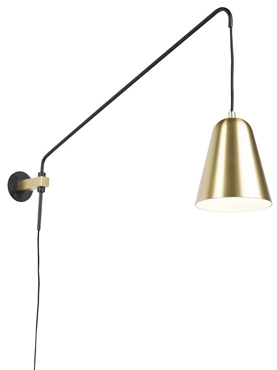 Retro nástenná lampa zlatá/mosadzná s tienidlom - Demi