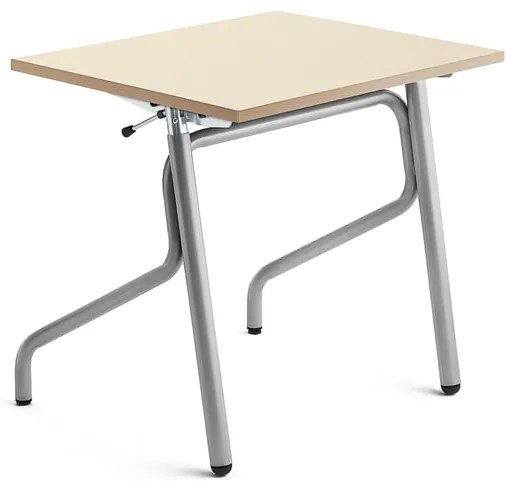 Nastaviteľná školská lavica ADJUST, 700x600 mm, HPL - breza, strieborná