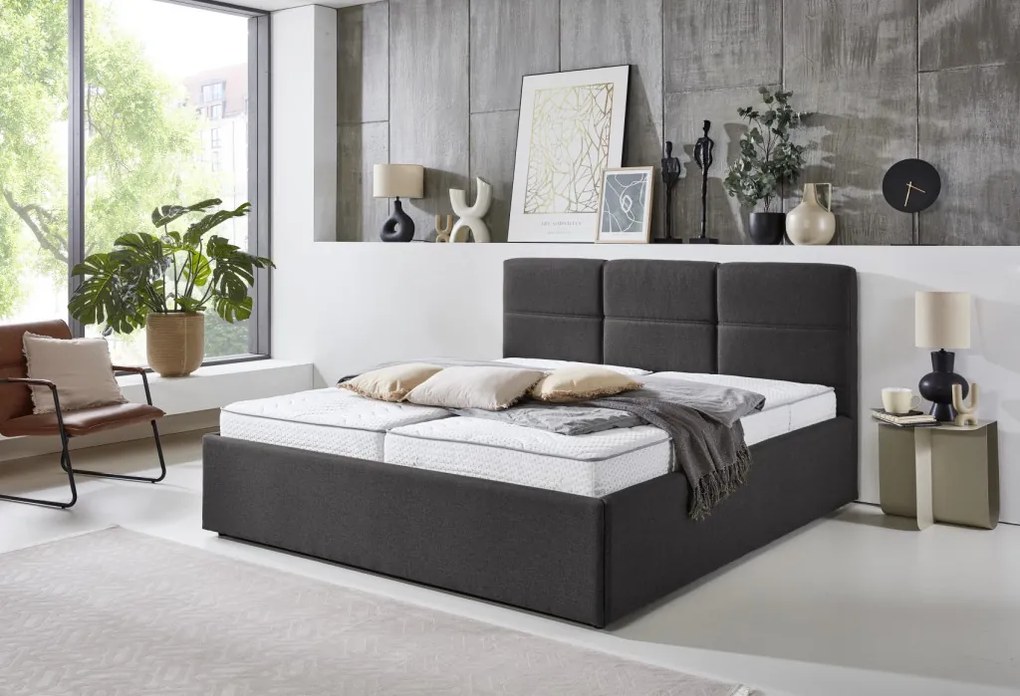 Posteľ Domango 180x200 cm, antracitovo šedá látka