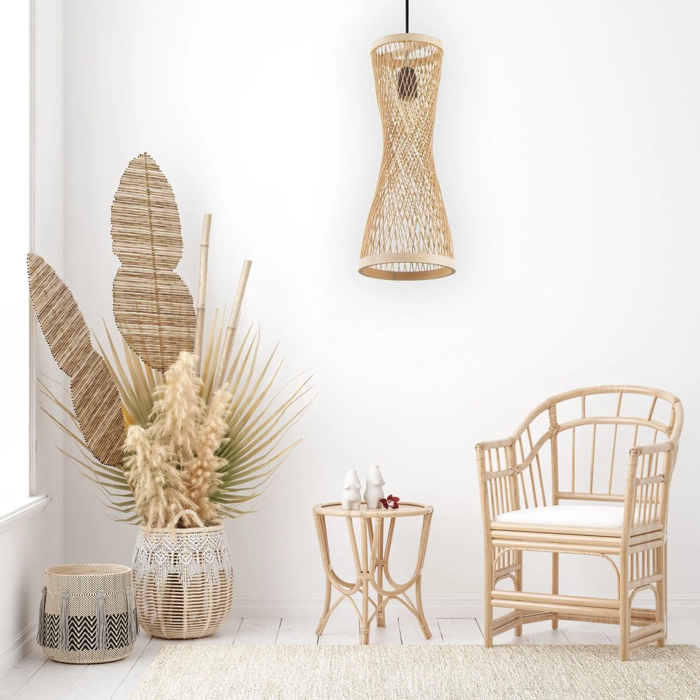 Toolight Natural, závesné stropné svietidlo 1xE27 APP1637-1CP, prírodná hnedá, OSW-05107