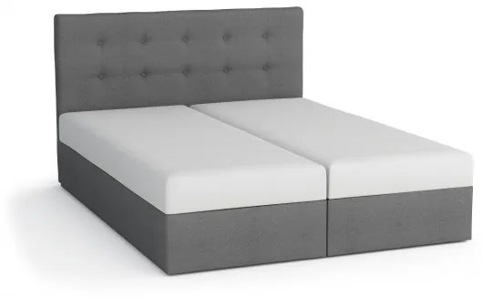 Manželská postel v eko kůží s úložným prostorem 160x200 LUDMILA - bílá / šedá